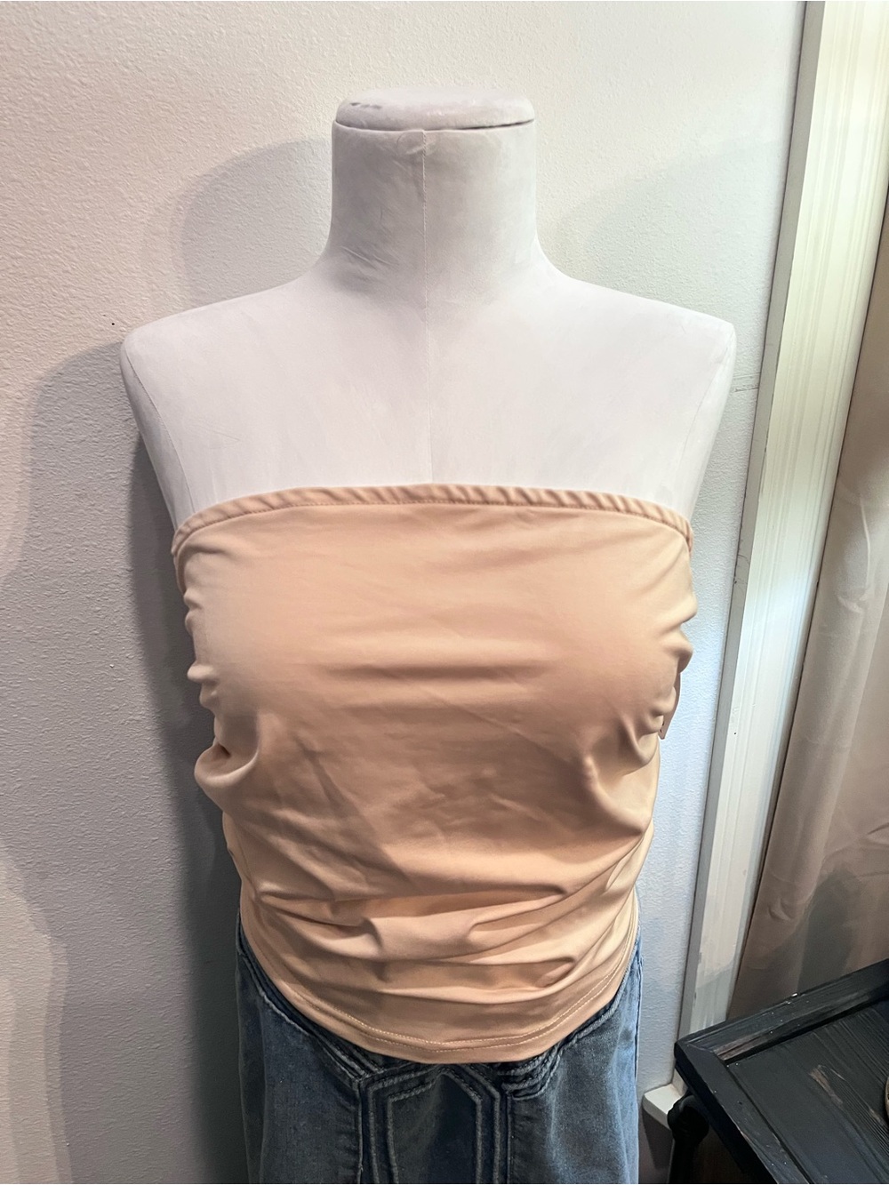 Cider Beige Ruched Side Tube Top Size Medium